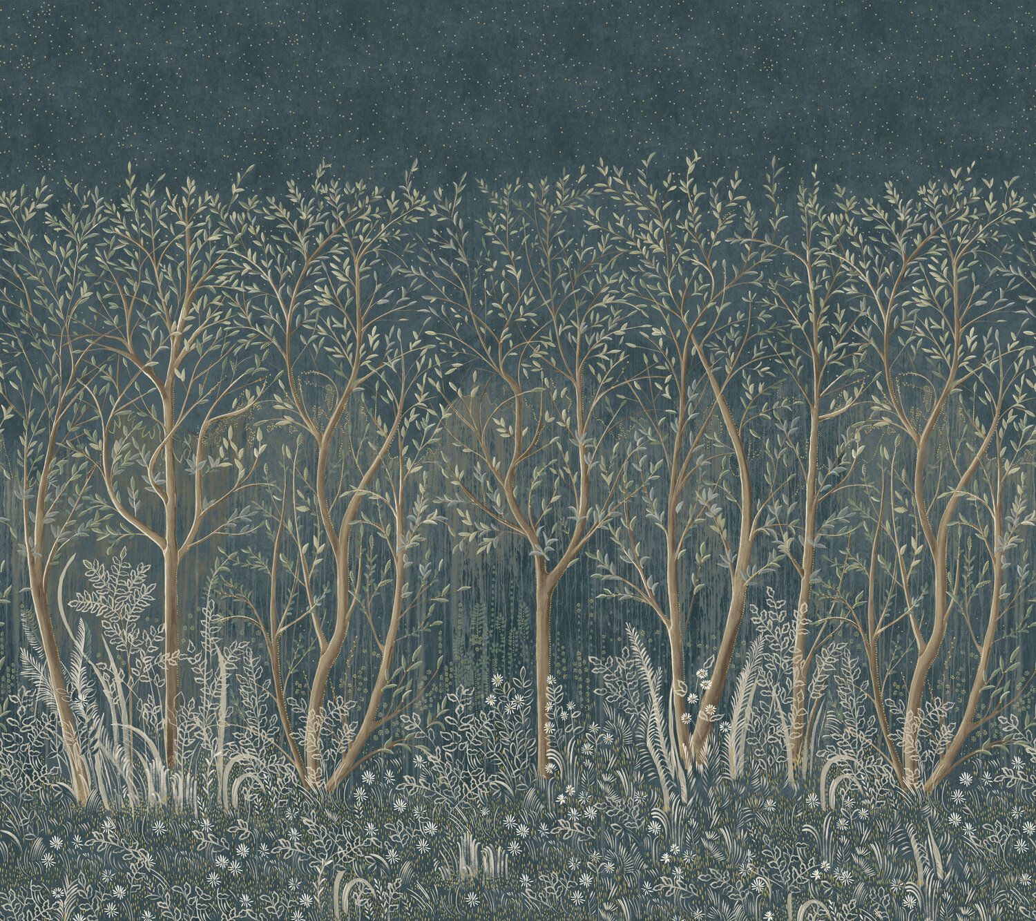 Medieval style forest rendered pattern.