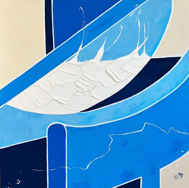 Stylized wave graphic.