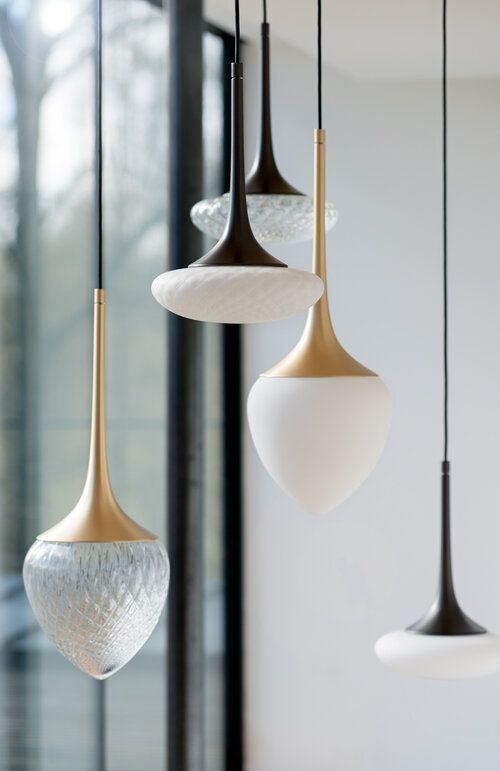 Mid century modern style group of pendants.