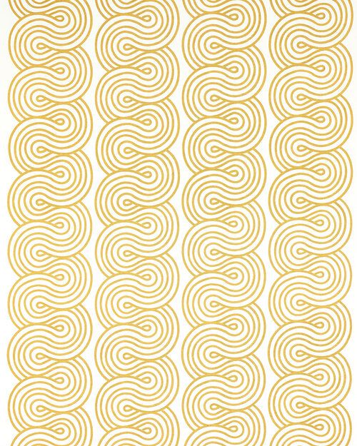 Closeup of fabric with swirly columns.