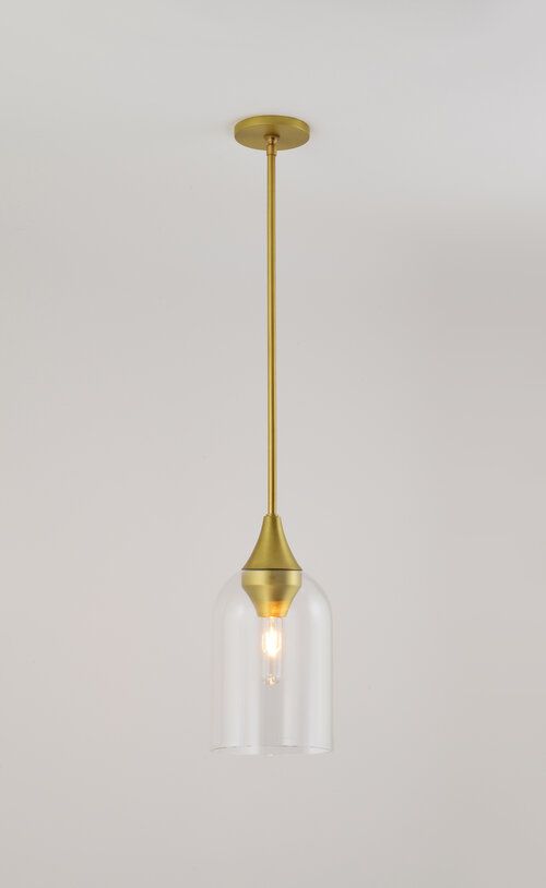Sophisticated glass pendant with brass.