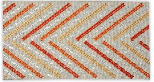 Closeup of embroidered trim.