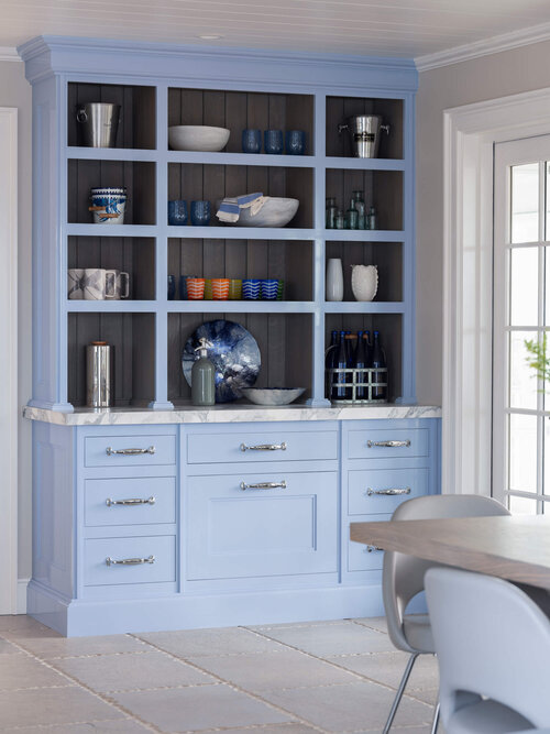 Built-in hutch in dining room.