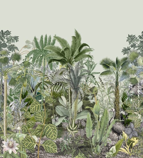 Graphic of tropical garden.