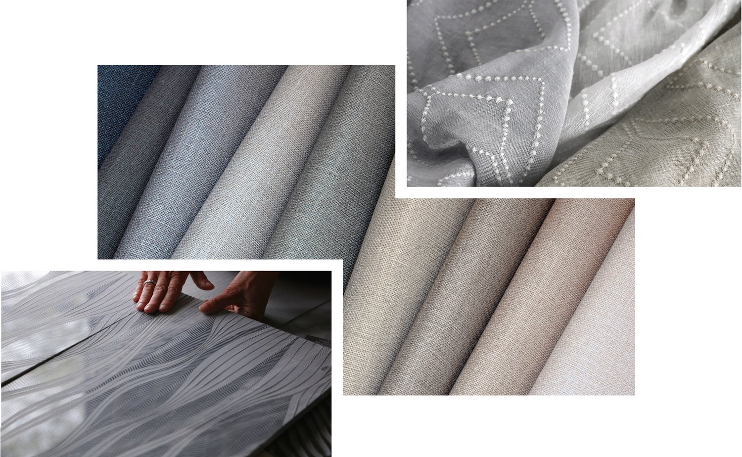 Four images showing a variety of fabrics.