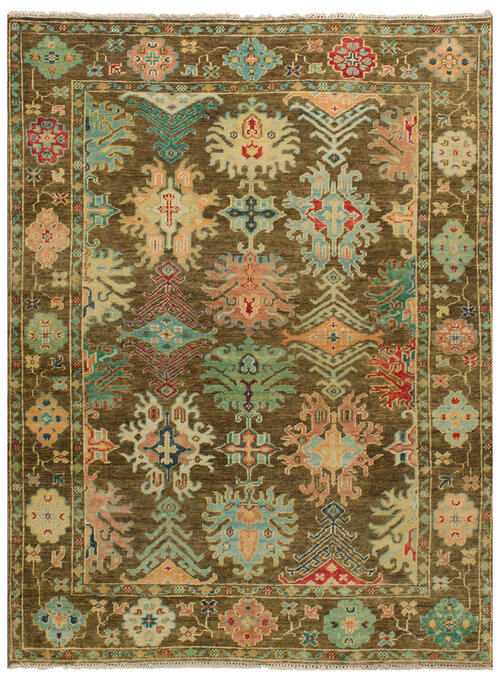 Woven rug with repeating pattern.