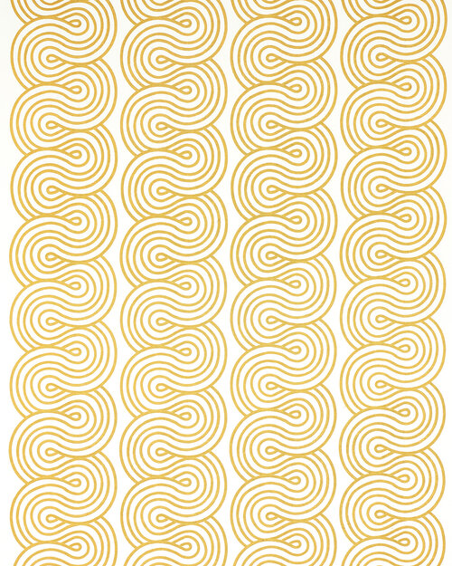 Closeup of fabric with swirly columns.