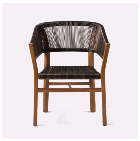 Curved back woven chair.
