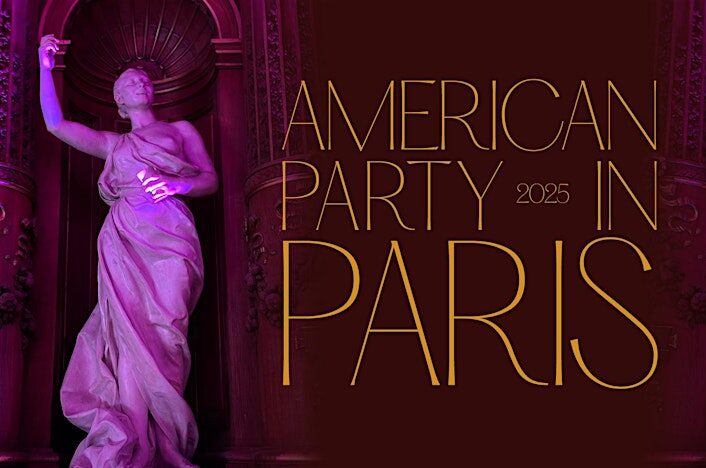 Graphic cover image with view of lavish ballroom with 